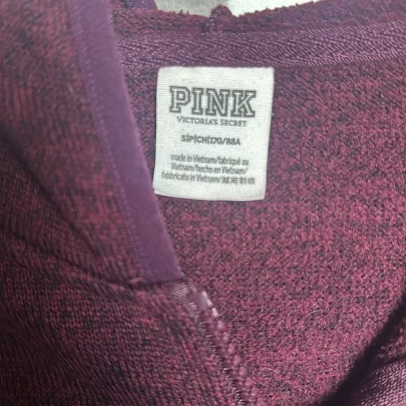 PINK/ VS Zip Up Long Sleeve Hoodie S / Small with pockets beside zipper Plum - Picture 4 of 8
